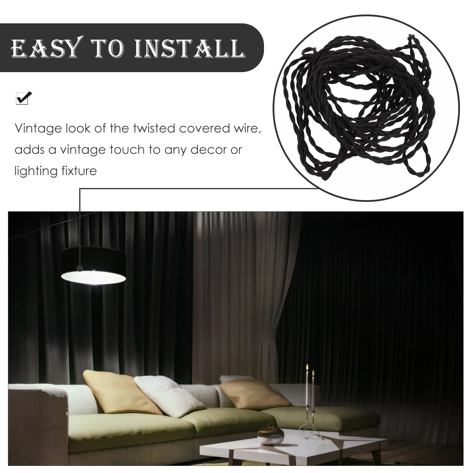 

Lamp Cord Replacement Vintage Twisted Copper Pvc Durable Diy Lighting Electrical Wire For Chandeliers Lamps Style Cord
