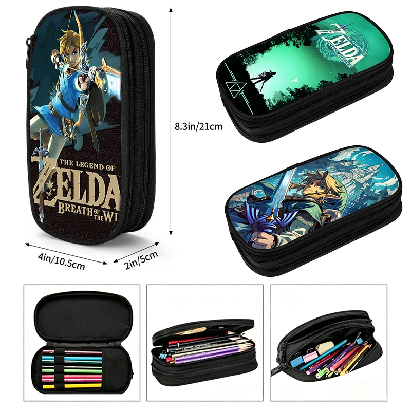 Anime The Legend of ZeldaS Pencil Case kid Pen Bag Large Capacity Organizer Pouch Student Back To School Supplies Stationery