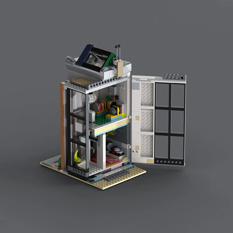 868 PCS Medieval Luxury Record Store Scene Architecture Building Block Customize Diy Education Assembly Kid Toy Birthday Gifts