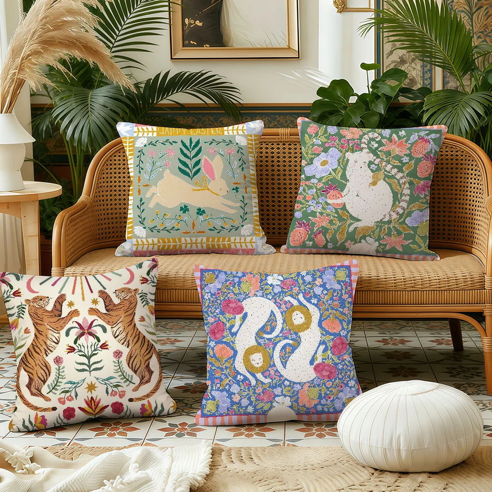 Fashion tiger C-Christine De-Carvalho cushion cover Plush Fabric Soft Double Sided Print Sofa Cushion Cover Throw Pillow Covers