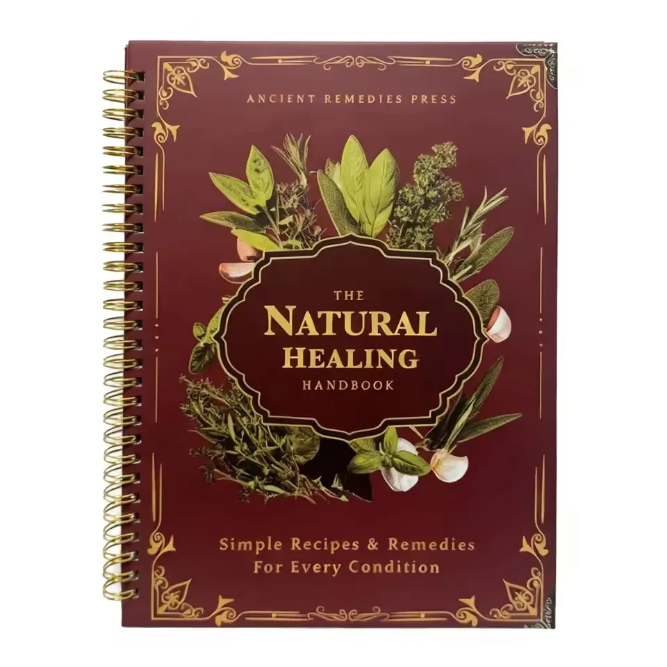 

Natural Healing Guide Spiral Bound Herbal Book with Step-by-Step Recipes for Heart Health Blood Pressure and Focus Enhancement