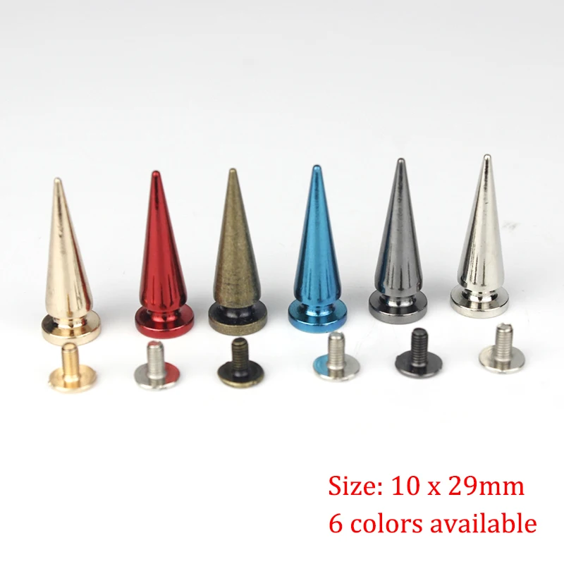 5pcs Metal Screwback Cone Studs Bullet Spike Long Punk Rivets for Leather Craft Bag Garment Stage costume Shoes DIY Decor