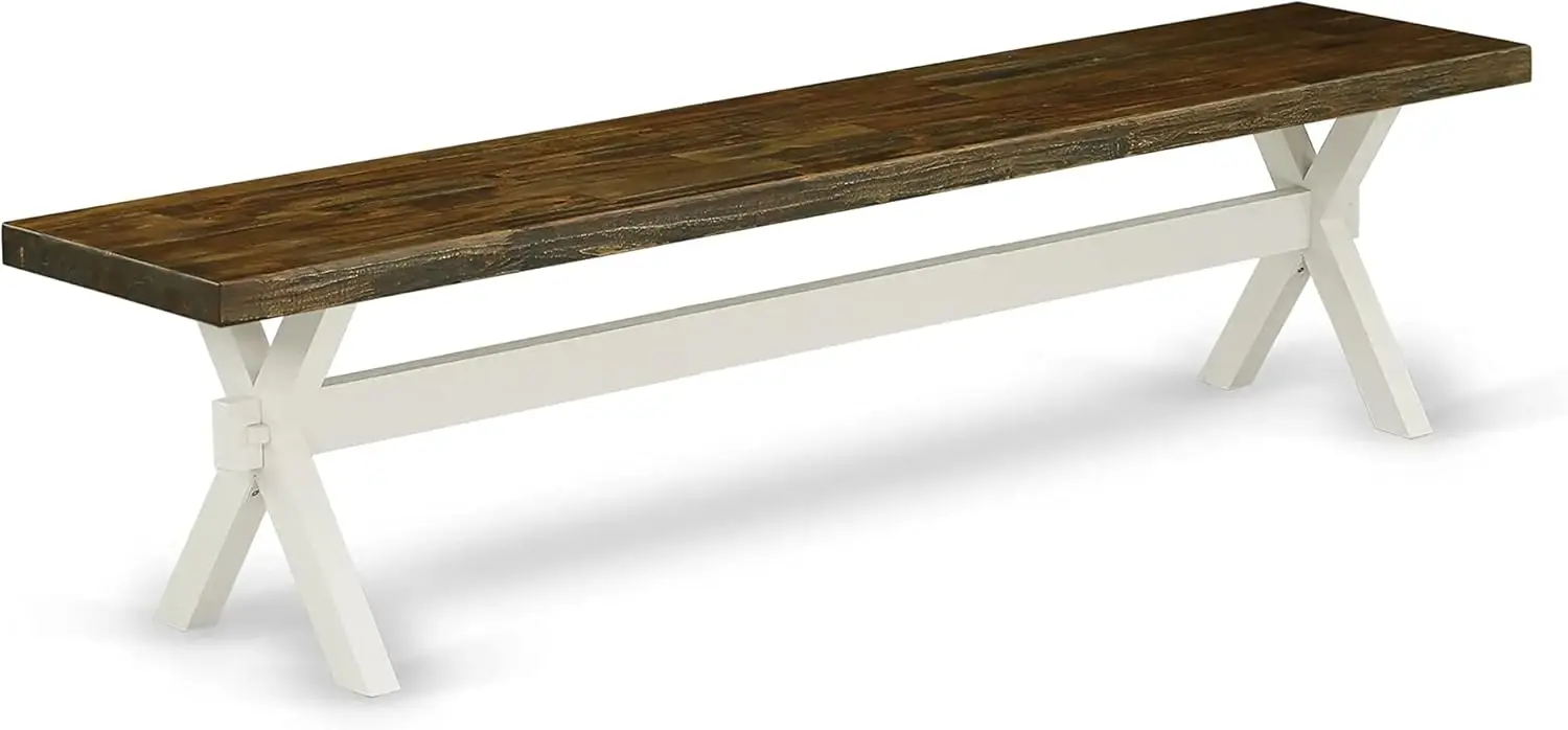 X-Style Modern Dining Bench with Wooden Seat, 72x15x18