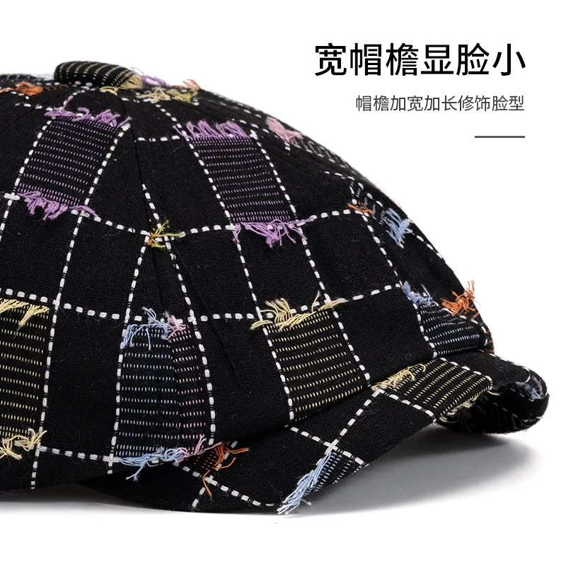 Fashionable Girls Graffiti Beret Unique Retro Playful Short Brim Hat Adjustable Hat for Ladies