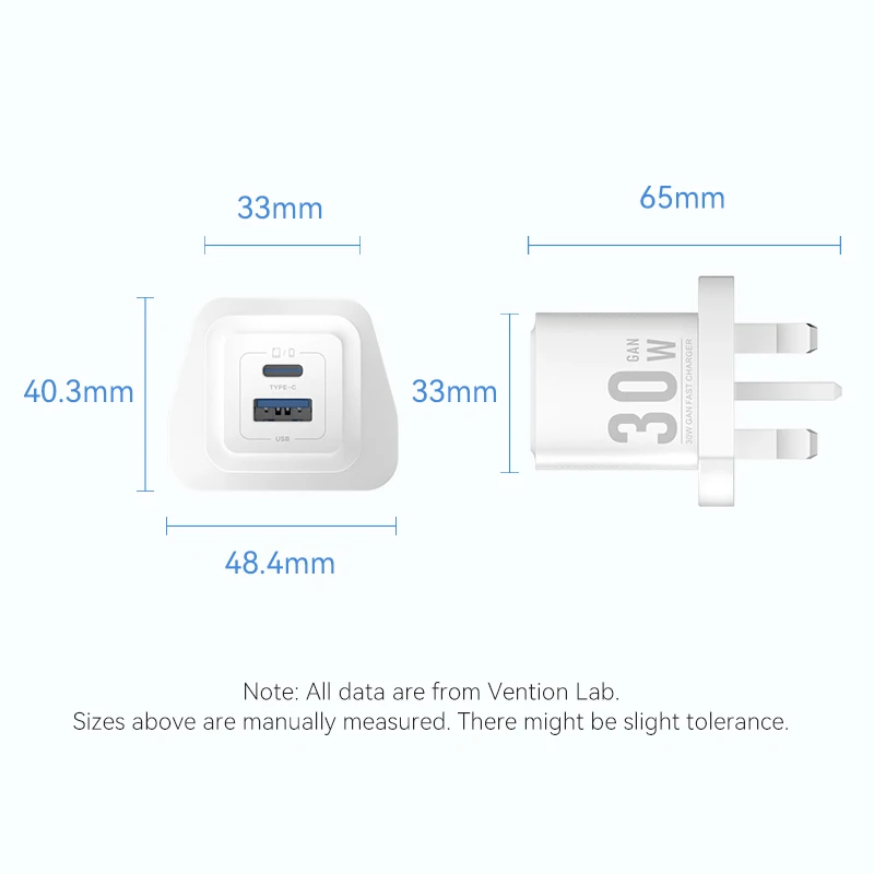 Vention 30W GaN USB Type C Charger PD 3.0 Dual Ports Fast charging for iPhone 8-16 Tablet Xiaomi Samsung USB Type C USB Charger image 6