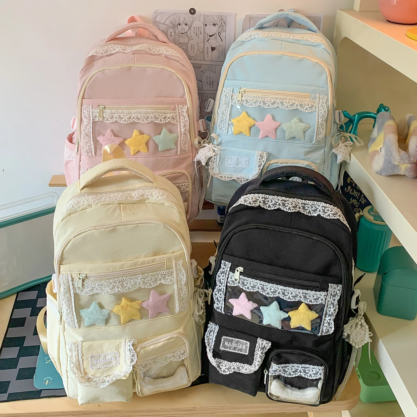 Women Lace Decor Backpack Cute Large Capacity Girls Student School Book Bags 2026 New Trend Travel Sweet Daypack Unbranded view 5