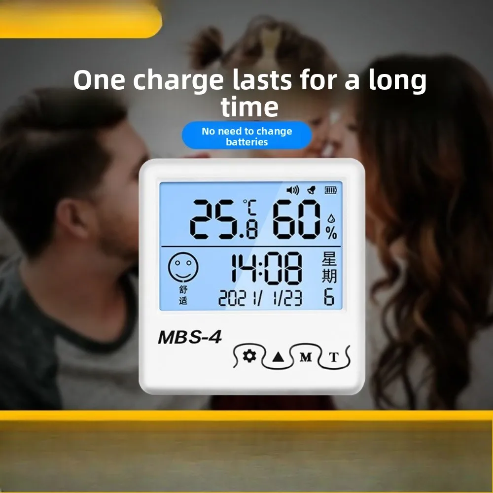 

Цифровой термометр, гигрометр, монитор температуры и влажности в помещении с большим ЖК-будильником, детская комната, домашний офис