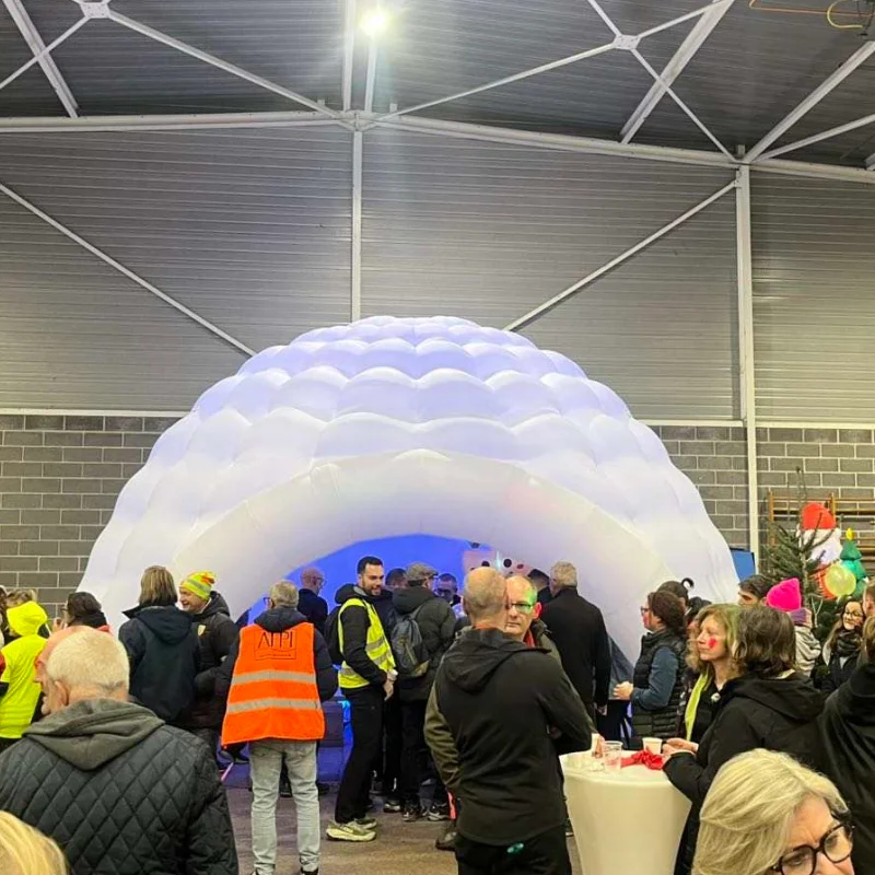 خيمة قبة مناسبة قابلة للنفخ في الأماكن المغلقة، هيكل قبة بيضاء قابلة للنفخ، خيمة كروية قابلة للنفخ مقاومة للرياح #4