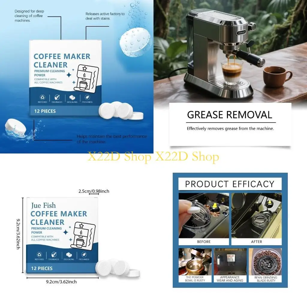 X22D Coffee Machine Cleaner Descaler Tablets - 24 Count, suitable for all major brands of coffee machines Maker Descaling &
