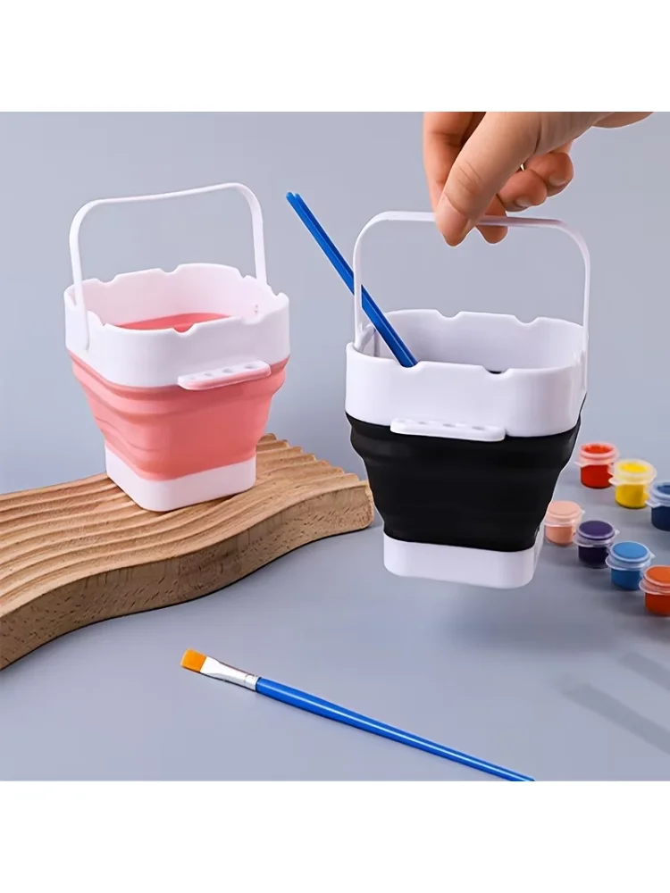 1Pc Foldable Mini Art Brush Washing Bucket Lightweight Mixing Container Student Sketch Outdoor Painting Stationery Tool