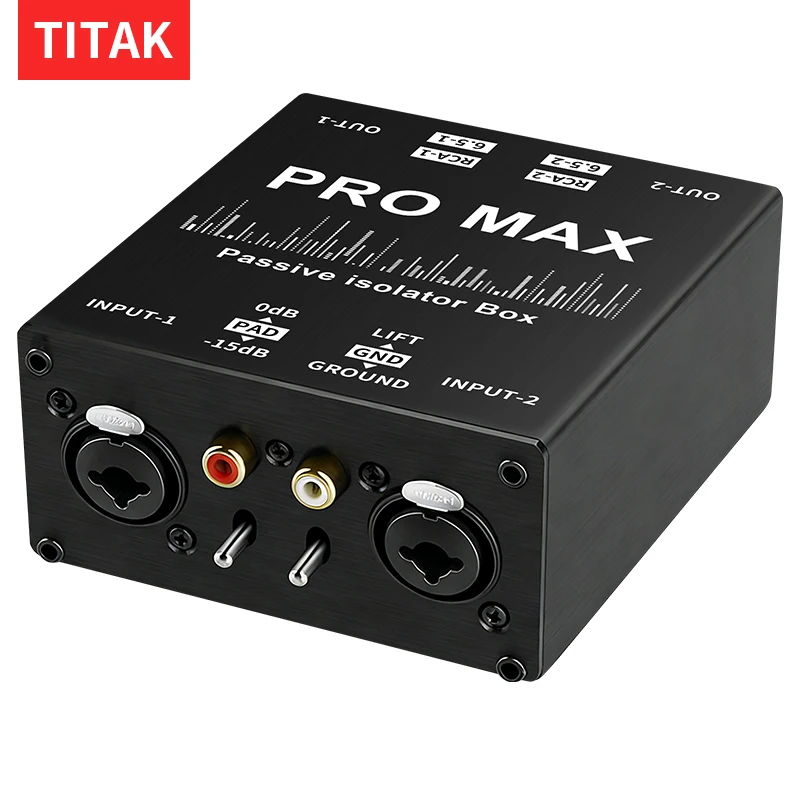 DI Ground Box 6.35mm to XLR Audio Isolator Noise Reduction Stereo Current Noise Eliminator for Guitar Microphone Sound Card Live
