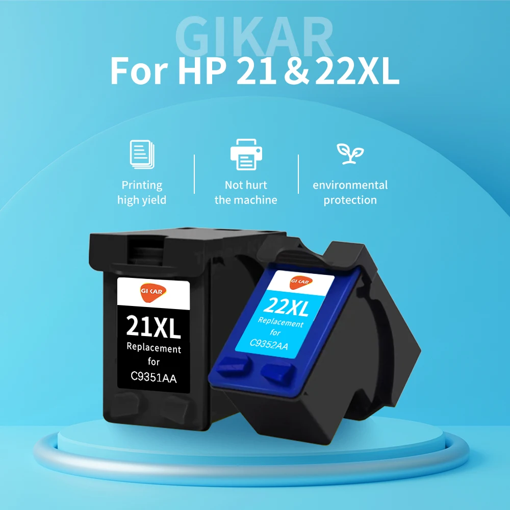 GIKAR 교체용 잉크 카트리지, HP 21 22 HP21XL 22 XL, 데스크젯 F2180 F2200 F2280 F4180 F300 F380 D2300 프린터용