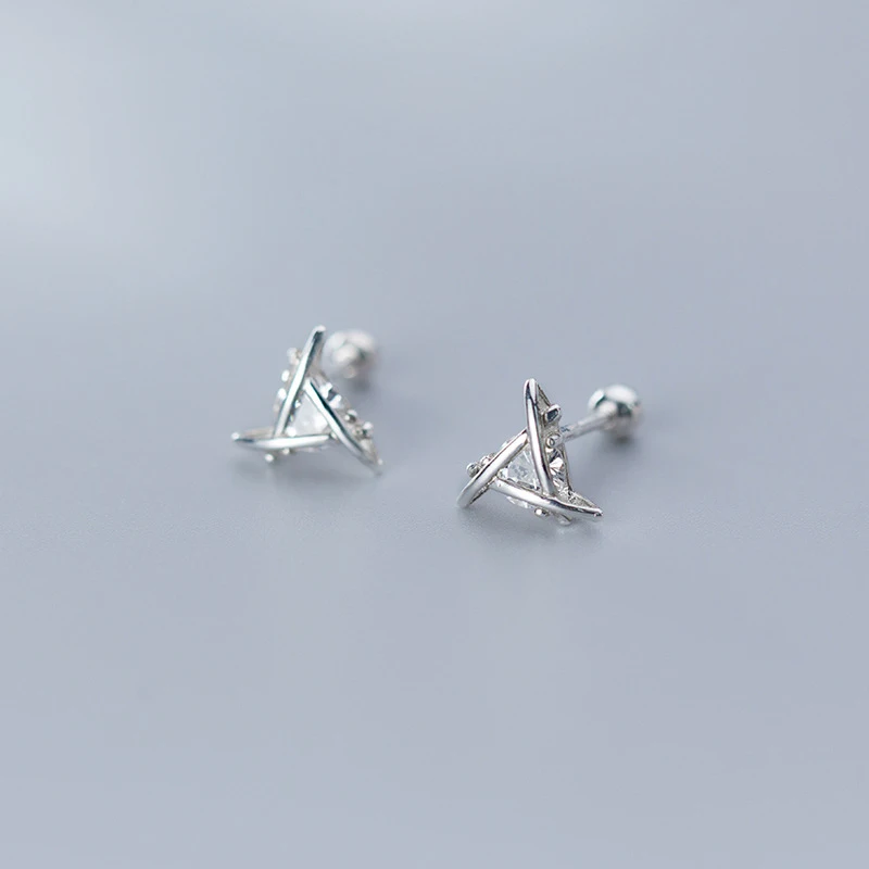 Modian Sparkling AAA Zircon Triangle Sterling Sliver 925 Stud Earring for Women Trendy Anti-Allergy Ear Pin Fine Jewelry Gift image 5
