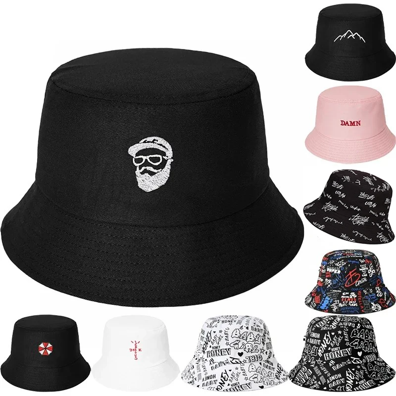 Bucket Hat Woman Man Cartoon Embroidery Panama Cap Men Women Summer Hat Naroto Akatsuki Outdoors Sunscreen Bonnet Fisherman Hat