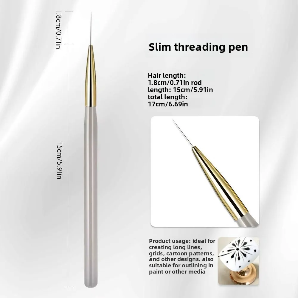 Nova Caneta de Nail Art Francesa com Padrão Xadrez, Pincel Profissional para Detalhes Finos, Caneta de Nail Art para Esmalte em Gel