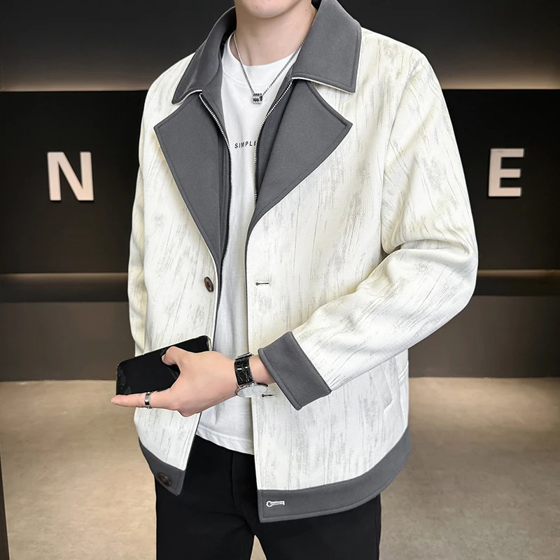 Fashion Men's Casual Suit Collar Jackets 2025 Spring Autumn High Quality Youth Streetwear Coats Loose Windproof Tops Clothing