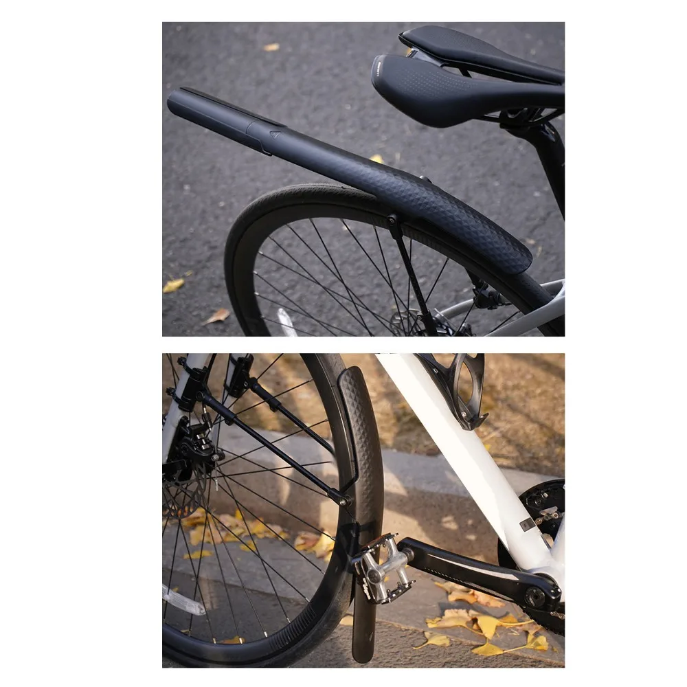 

Front/ Rear Bike Adjustable PP, Aluminum Alloy Road Bike Mudguards Rhombus Texture Rain Proof for 700C Bikes