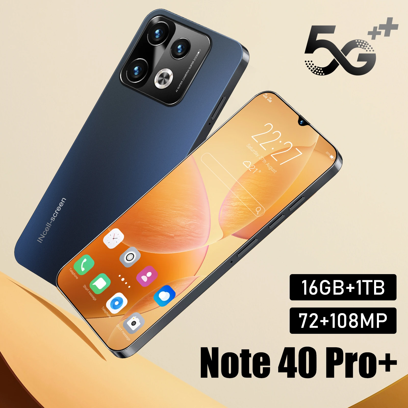 

Note40 Pro+ Android 14 Smartphone: 6.8-inch HD Screen Dual SIM 16GB+1TB Memory 6800mAh Battery 5G Snapdragon 8 Gen3 72MP+108MP