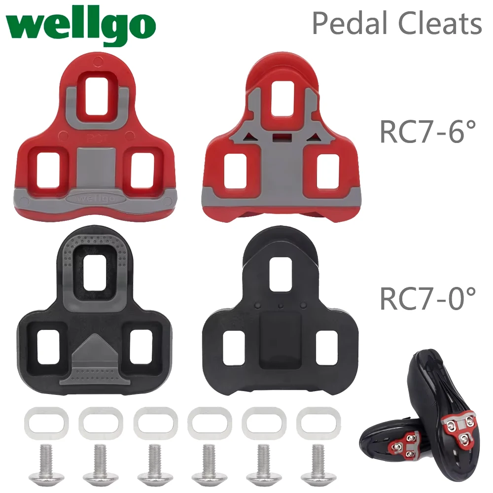 Wellgo RC7 0/6 Degree Road Bike Pedal Cleats Ultralight Self-Locking Bicycle Pedal Anti-Slip Cleats Cycling Parts