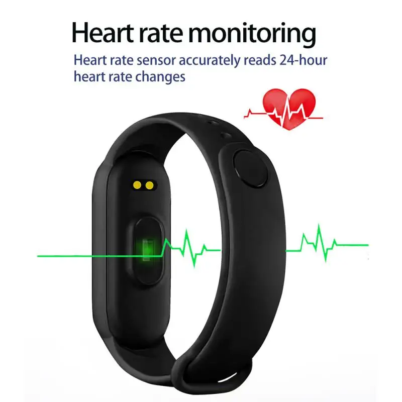 Reloj inteligente M6 para hombre y mujer, pulsera deportiva de fitness, monitoreo de frecuencia cardíaca y presión arterial, resistente al agua, multifunción 5