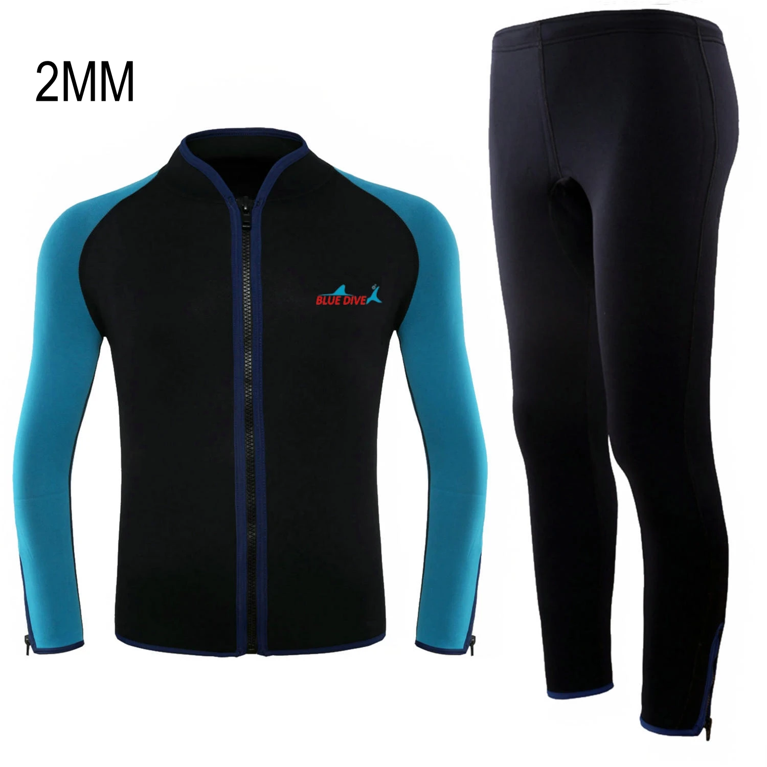 2MM Neoprene Long Sleeve Water Sports Spearfishing Diving Jacket Pants Scuba 2Pcs Snorkeling Kayaking Surfing Drift WetSuit