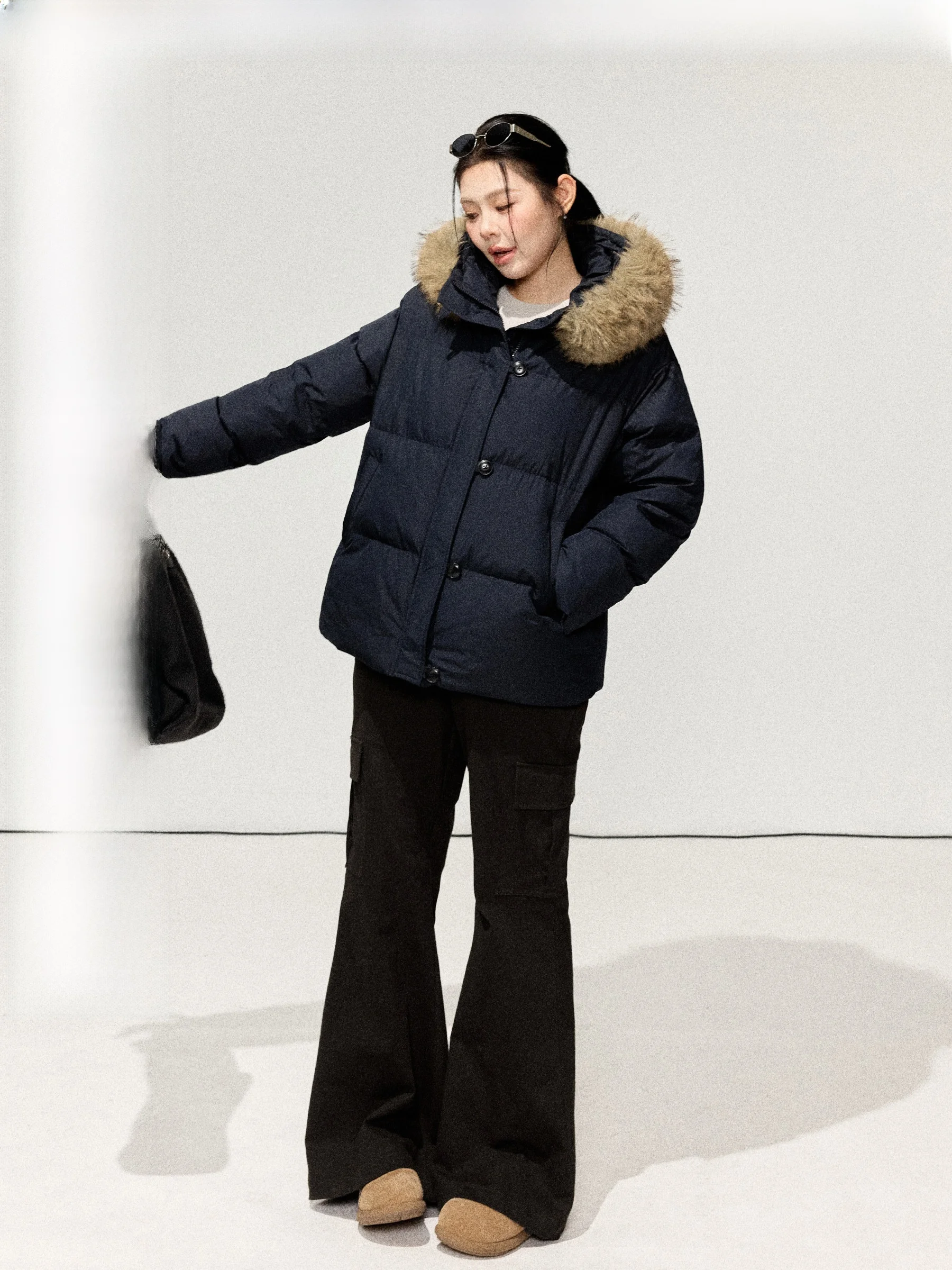 

Jiu Workop "Mountain Wild" plus Size Loose Fit Warm Fur Collar Hooded Cotton Jaet Large Outerwear Women's Coat