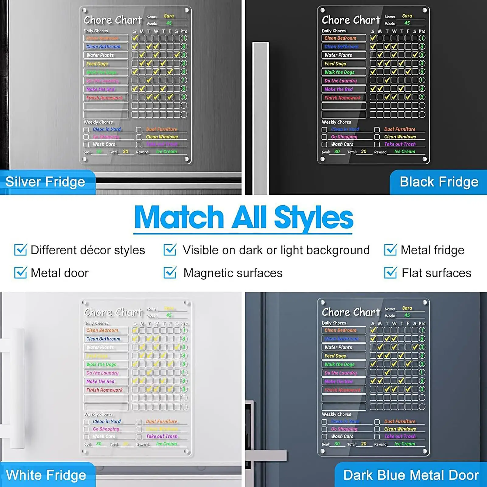 Chore Chart Fridge Dry Erase Board Erasable Planner Magnetic Board For Home Kids Children Routine Adult Teens Family