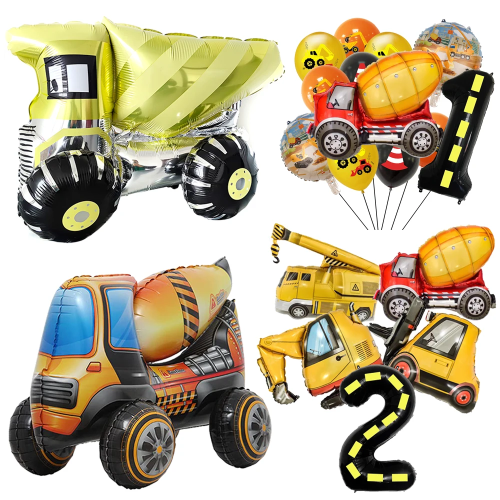 Construction Themed Balloon Tipper Truck Balloon Excavator Truck Mixer Balloon Boys Construction Birthday Balloon Party Decorati