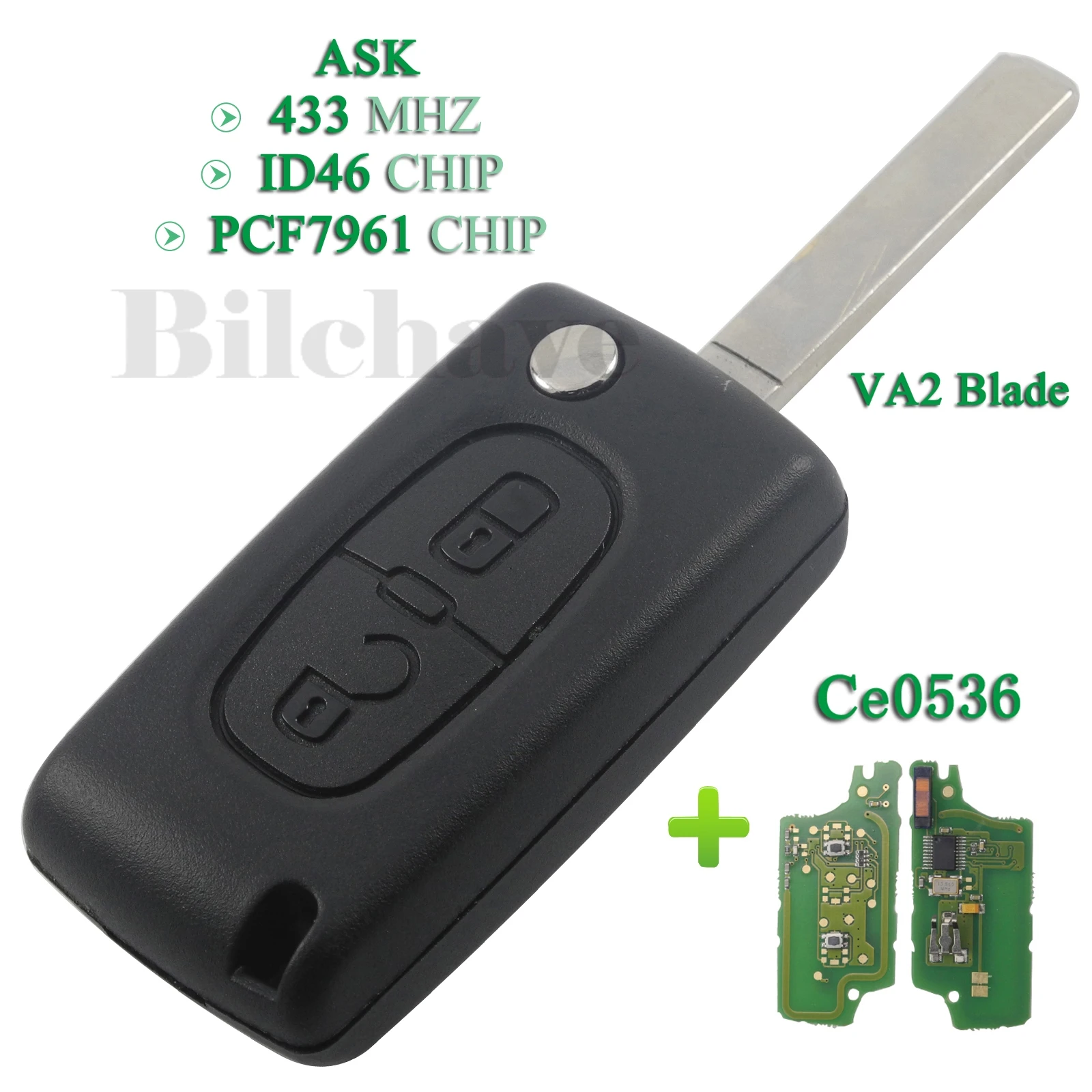 jingyuqin 5pcs For Citroen C2 C3 C4 PICASSO FOB 2 Buttons ASK 433MHz ID46 Chip PCF7961 Chip Folding Smart Remote Car Key Ce0536