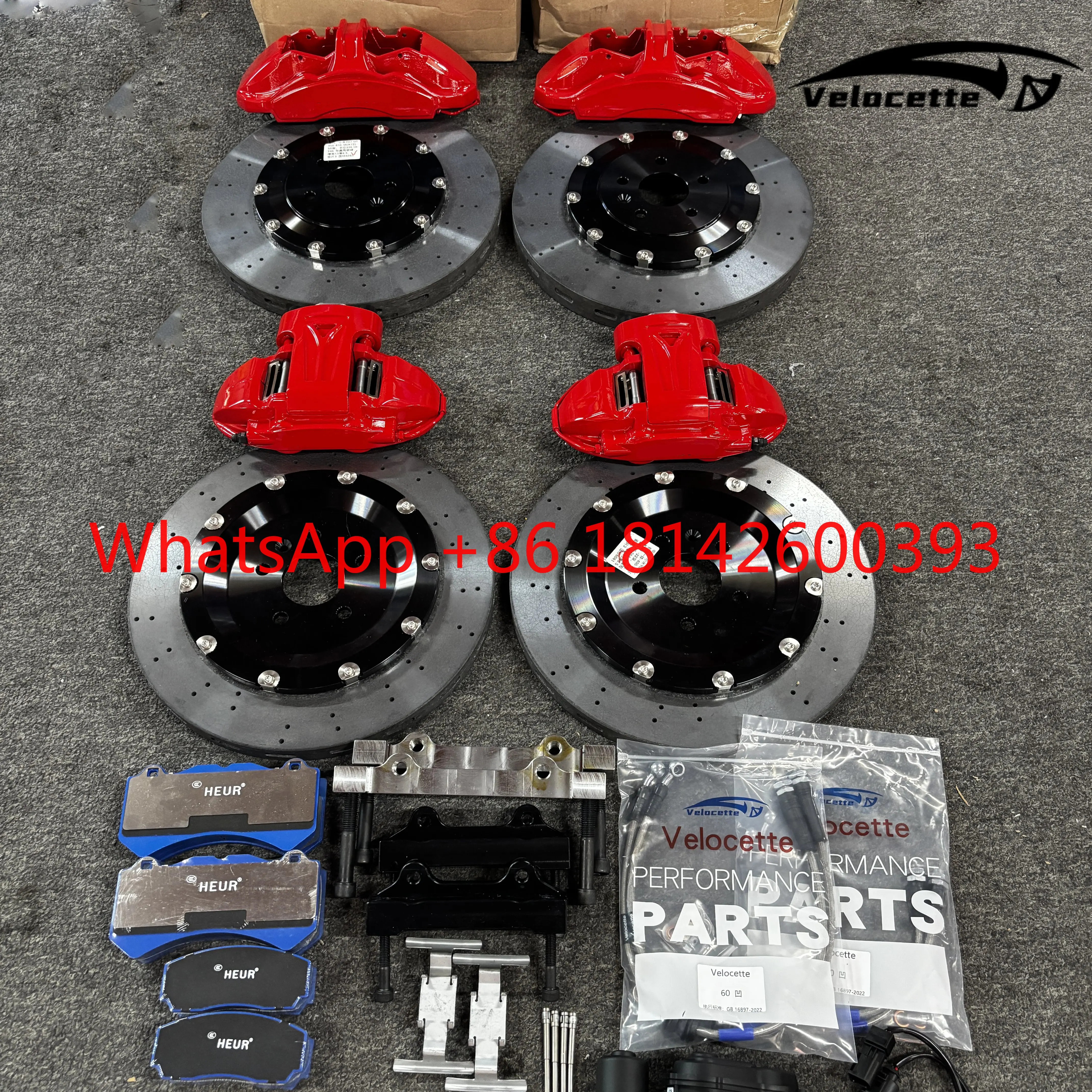 Carbon Ceramic Disc Auto Big Brake Kit 6/4 Piston Mechatronics Calipers 410/400mm Rotor