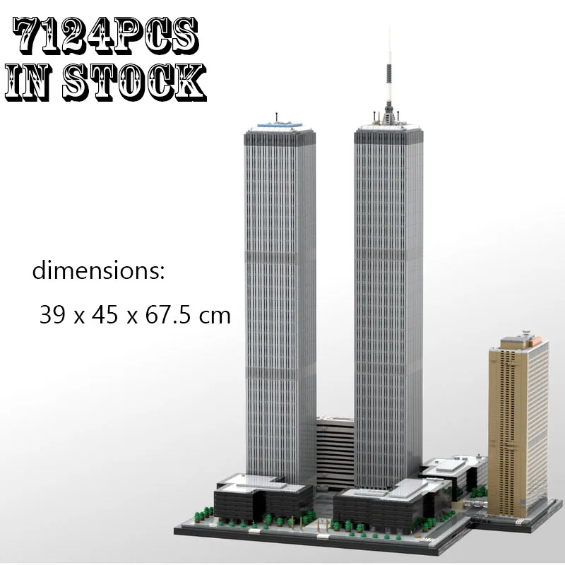 MOC-177998 Building Block World Trade Center Complex 1:800 Scale Model Cityscape Architecture Toys DIY Birthday Christmas Gift