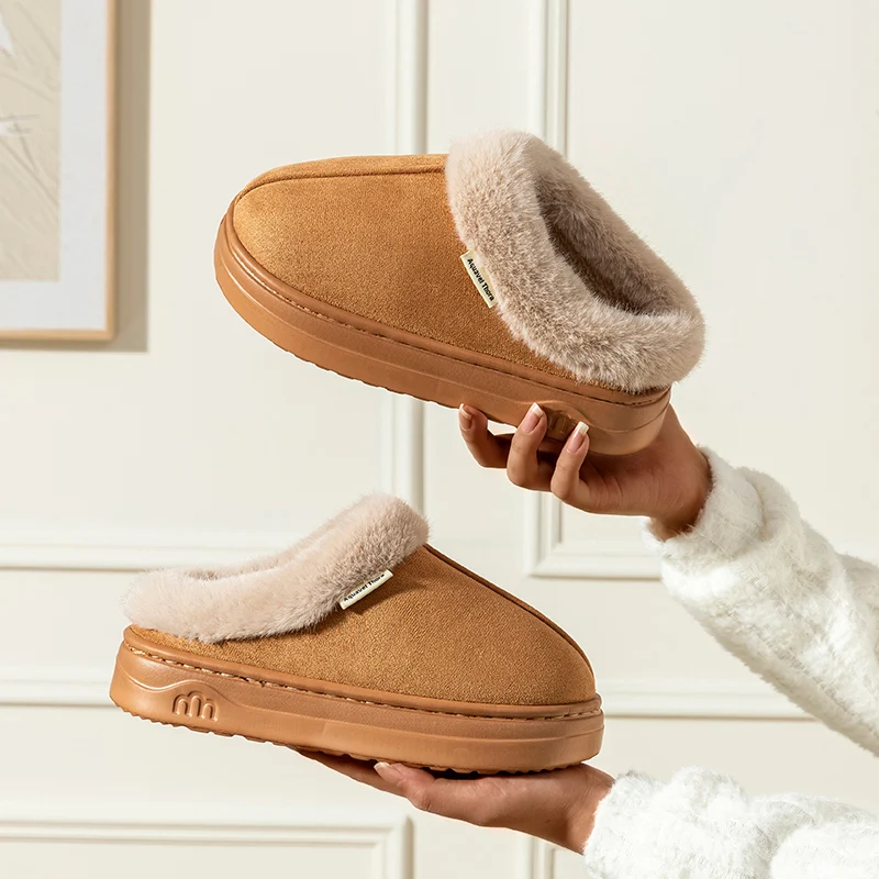 Stilvolle Damen-Winterhausschuhe für den Innenbereich, warm, dick, weiche Sohle, bequem, für den Außenbereich, rutschfest, für Herren, Heimschuhe, Paar – Detail 6