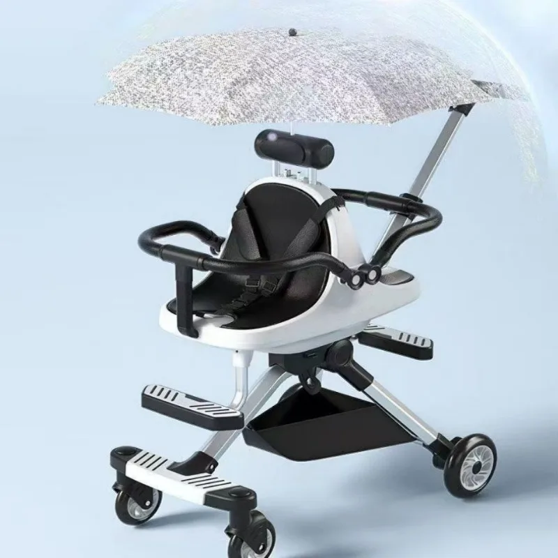 Double Seat Lightweight Portable Folding Aluminum Alloy Frame Removable Sunshade Umbrella Stroller Twin Baby Stroller