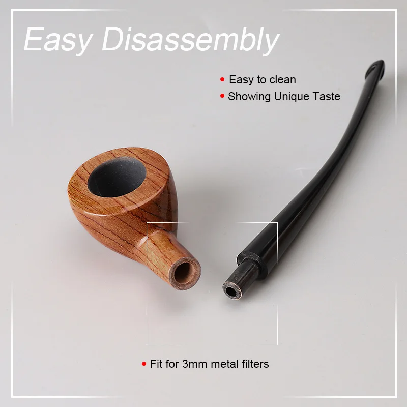 JIBILL sandalwood Wood Pipe for Smoking Bent Type Pipe Acrylic Tobacco pipe mouthpiece Holder length 180mm small church pipe