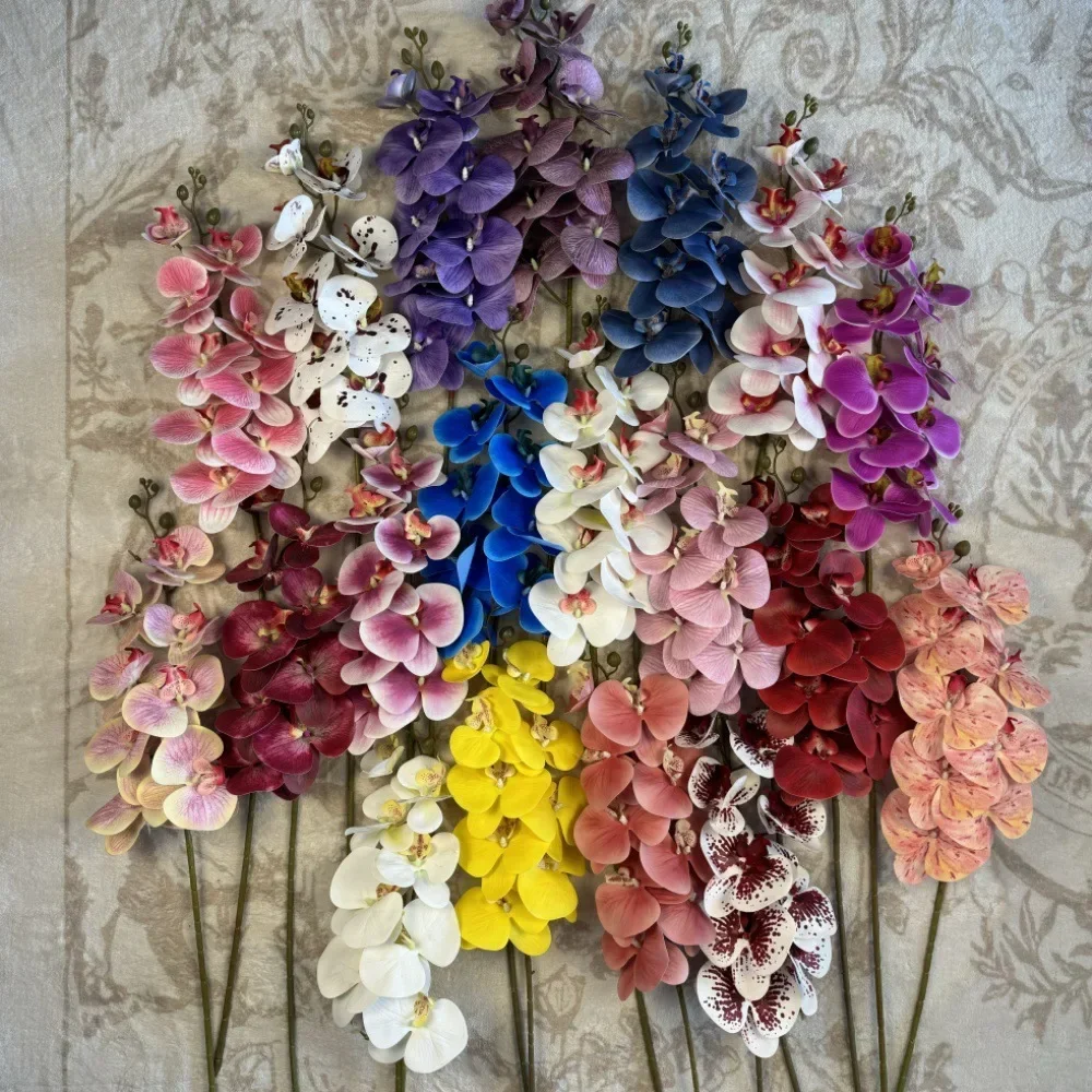 10-pack 9head Phalaenopsis Orchids  Artificial Flowers for Home Decoration Accessories Wedding Party Table Flower Arrangement