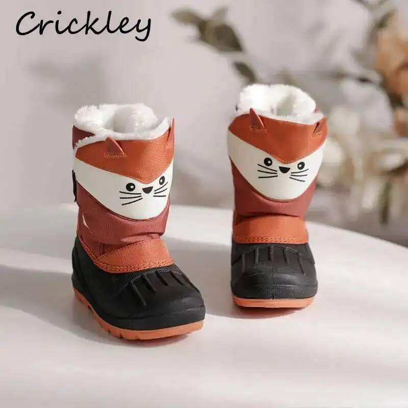 Sepatu Bot Salju Bayi Laki-laki Perempuan Kartun 2022 Sepatu Pergelangan Kaki Anak-anak Panda Rubah Sepatu Bot Anak-anak Balita Anti Selip Hangat Mewah Tahan Air