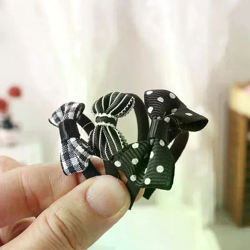 1pc Mini Doll Bow Hair Hoop Headband Doll Hair Accessories Dollhouse Scene Decoration Dolls Dress Up Toy Pretend Play Toys