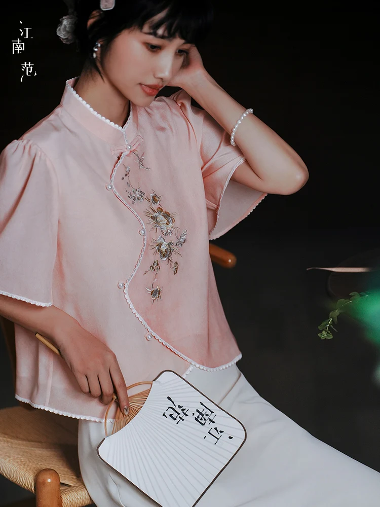 

Young Sle ort Шелковая вышивка со вкусом Цзяннана, повседневная одежда, лето 2024, модный китайский национальный топ