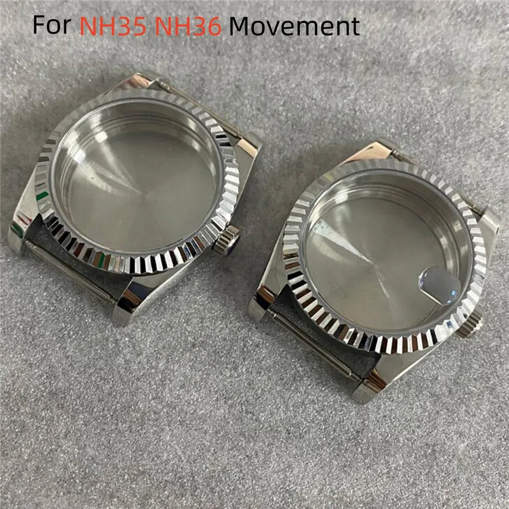 

NH35 Case 36MM Sapphire Glass Watch Case Stainless Steel Tooth Ring Watch Case for NH35 NH36 4R Movement