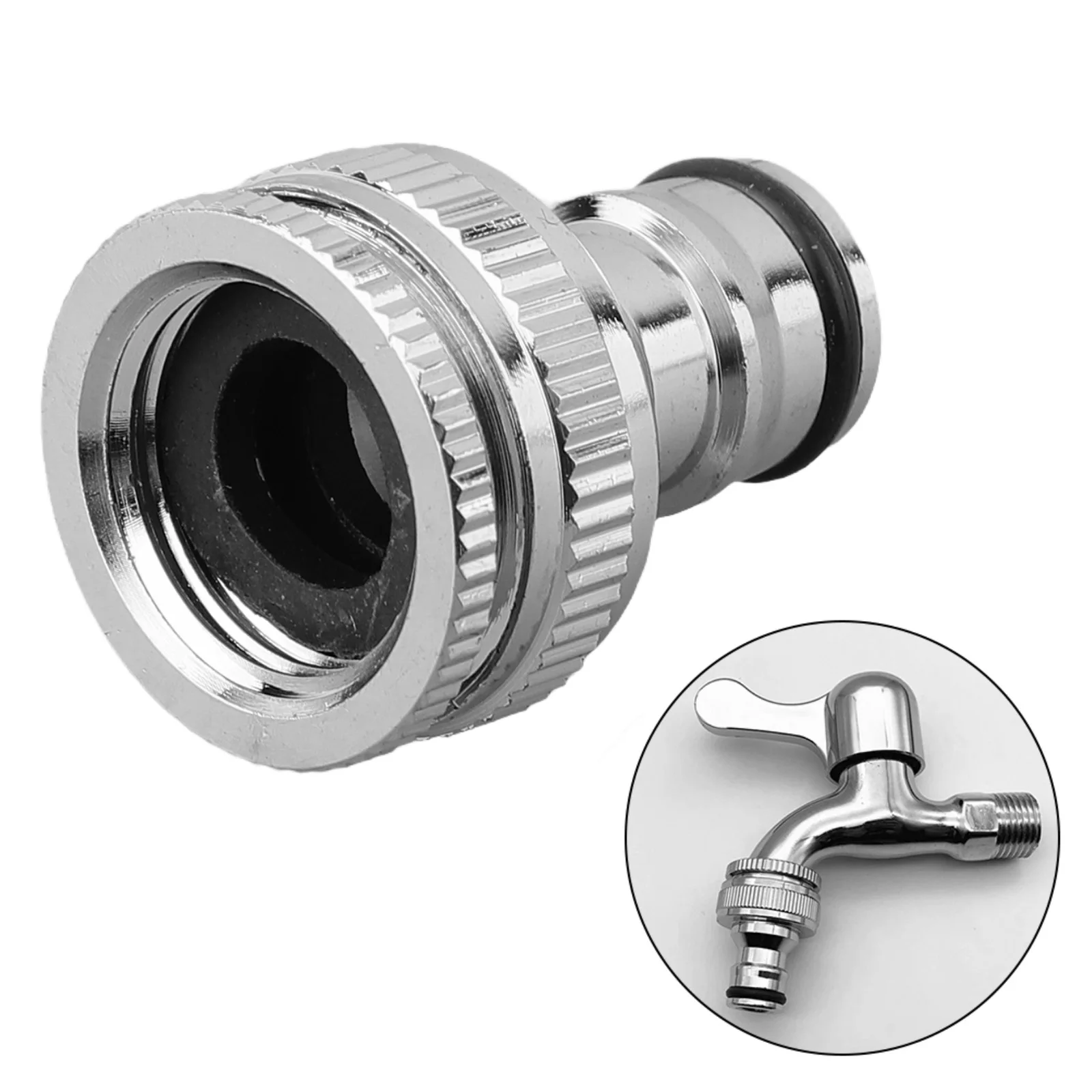 3 4 Threaded Hose Tap Connector Silver Color Threaded Connection 1pc Package Brass Material Easy To Install Long Use Life