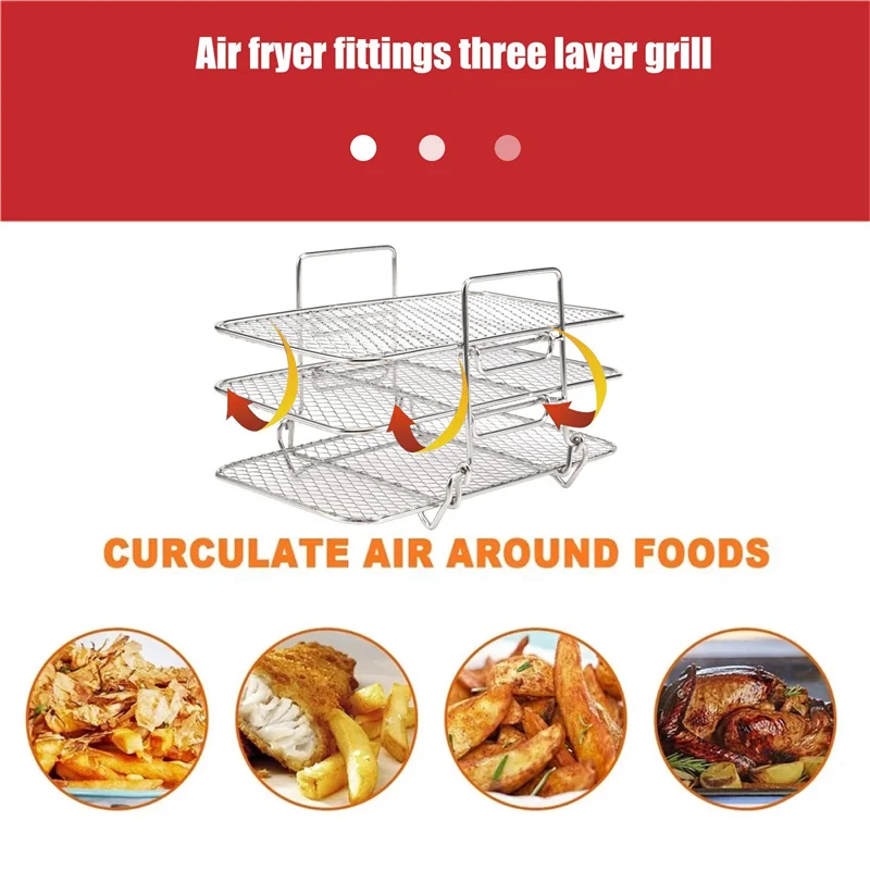 A83G-エアフライヤーラック忍者デュアルエアフライヤー 304 ステンレス鋼多層脱水機ラックトーストラックエアフライヤーアクセサリー