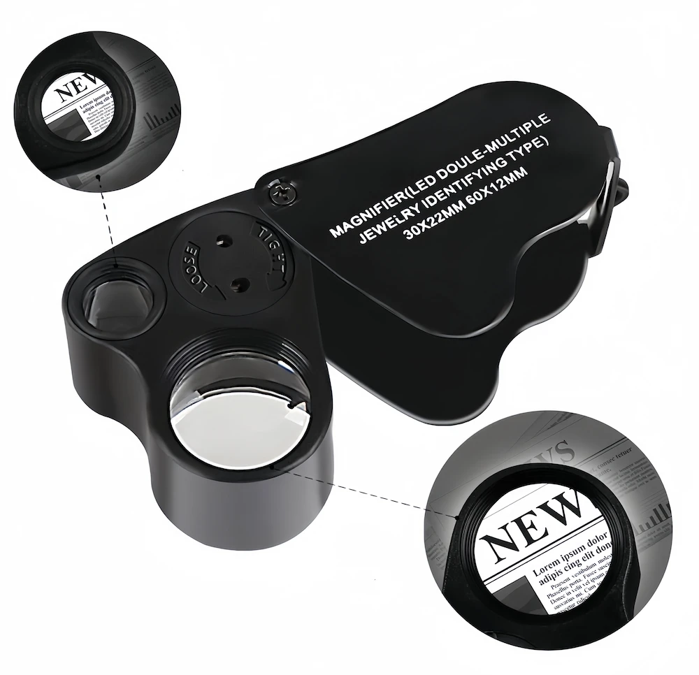 

30X 60X Foldable Jewelry Loupe Magnifier with Light Pocket Magnifier for Coins Product Category Fabrication Services