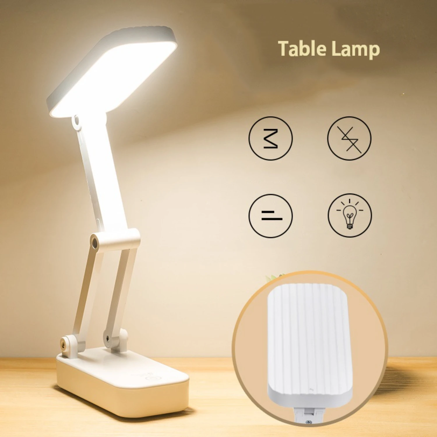 

New USB Rechargeable, Foldable, Portable Dimmable LED Desk Lamp with Eye Protection - Perfect for Home Office Study Table - Feat