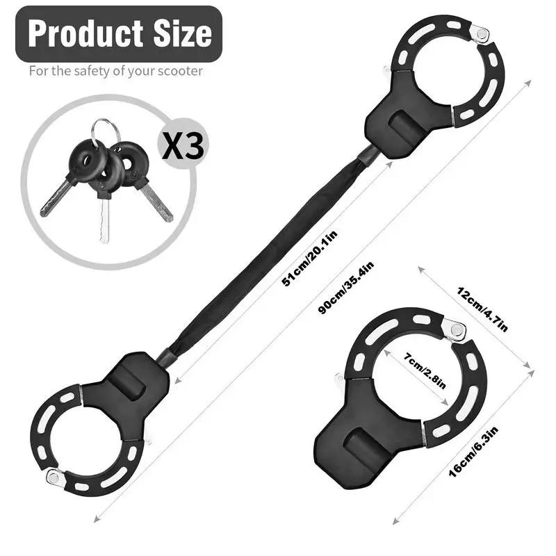 Handcuff Lock For Scooter Electric Scooter Waterproof Handcuff Lock Heavy Duty Anti-theft Bike Lock Bike Accessories Cycling