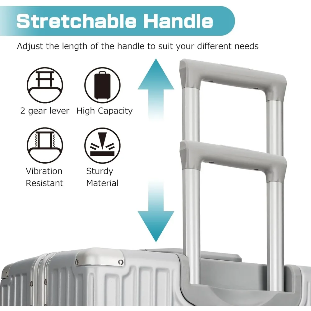 Maleta de equipaje con cerradura TSA de carcasa dura con marco de aluminio, sin cremallera, esencial de viaje plateado de 28 pulgadas