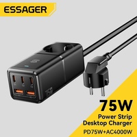 Essager 75W GaN USB Charger Quick Charge 4.0 3.0 For iPhone Xiaomi Samsung Desktop Fast Charger For MacBook Laptop Power Station