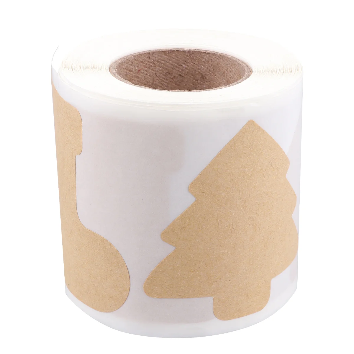 

1 Roll 300Pcs Christmas Label Stickers Round Kraft Paper Sealing Tags for Gifts Bottles Packaging