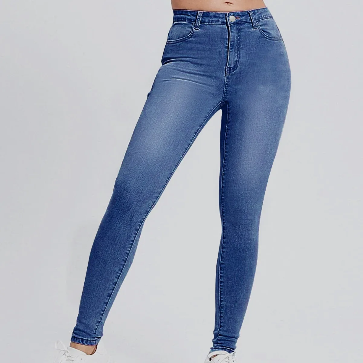 

Women Jeans Sheath Ankle Length Pencil Pants Denim Washed Spliced Y2k Pockets High Waist Bleached Jean Capris Sexy Skinny