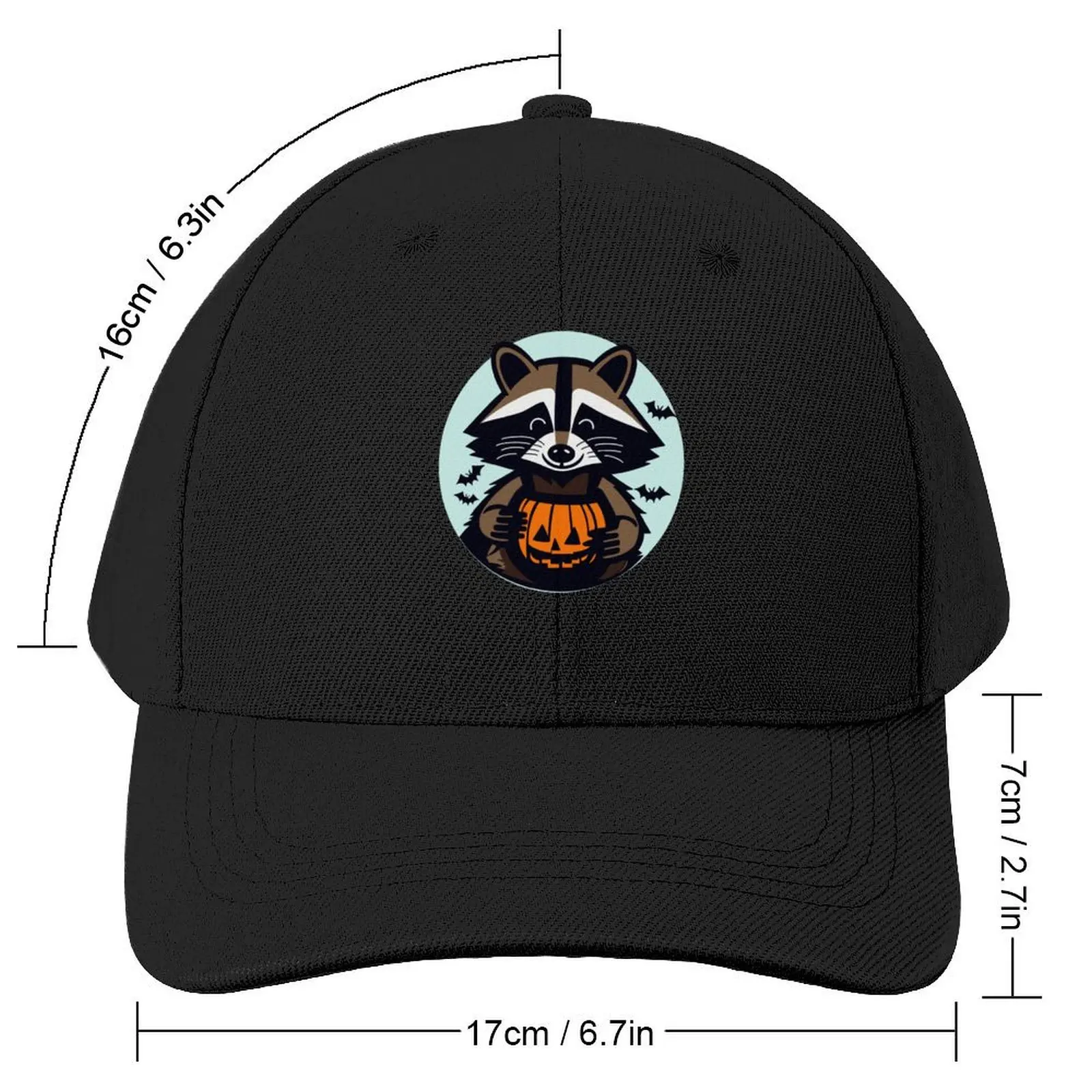 Trick-or-Trash Halloween Raccoon Baseball Cap Fishing cap fishing hat Gentleman Hat black Woman Hats Men's