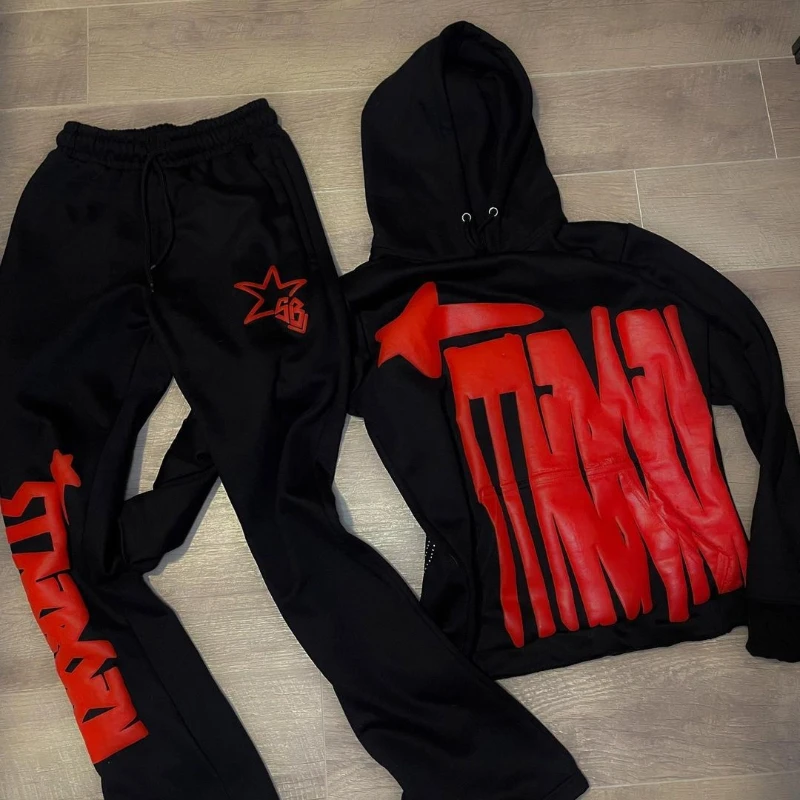 

2024 Cross border Hip Hop Street Retro New Hoodie Letter Foam Printed Hoodie Hip Hop Punk Style Zipper Hoodie